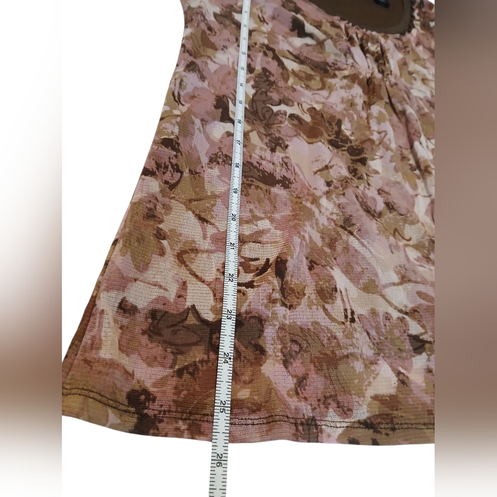 Axcess Pink Brown Layered Babydoll Mesh Floral Blouse Large Fairy Goblincore - Picture 8 of 10